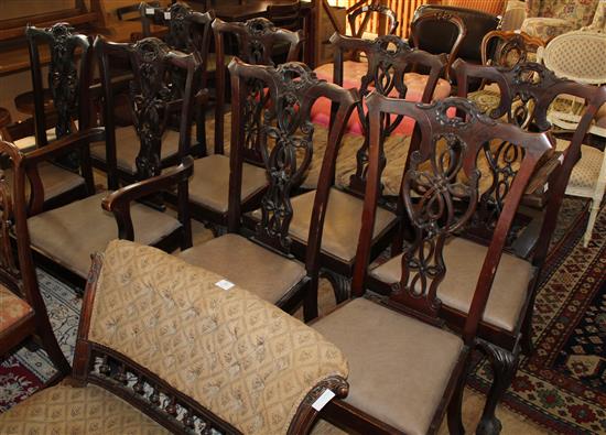 Set of 8 Chippendale revival dining chairs